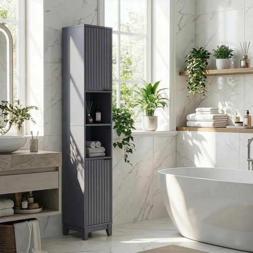 Grey tall bathroom - tall, storage